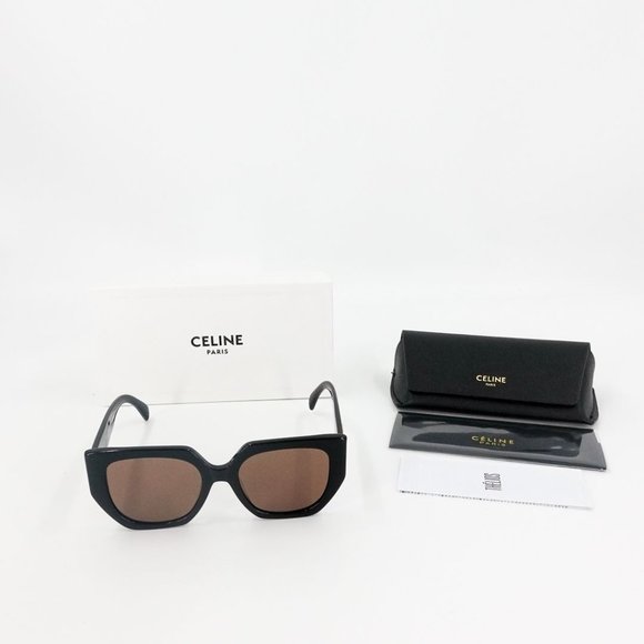 Celine Triomphe Logo Acetate Butterfly Sunglasses Black Brown - Picture 2 of 14